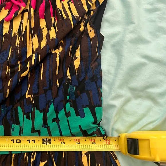 Ellen Tracy Swing Dress Multicolored Sleeveless Professional Pockets Size 8 - Picture 4 of 5